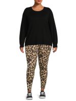 Feathers Women's Plus Size Fleece Leggings, 5-Pack - Image 3