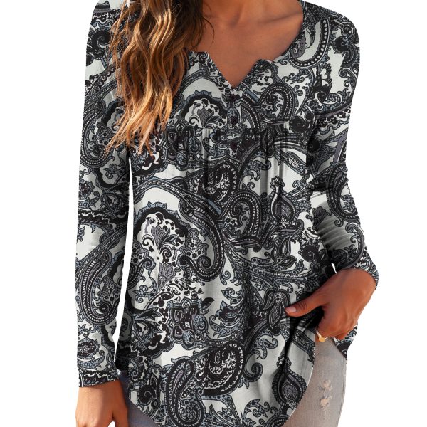 a.Jesdani Womens Plus Size Long Sleeve Tops Tunic Tops Casual Floral Henley Shirts m-4x